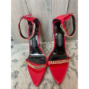 JESSICA RICH Monaco Ankle Strap Sandal in Red Size 38 7.5